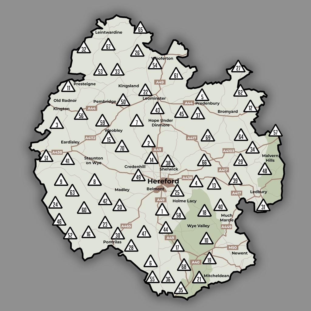 Herefordshire Trig Points Map