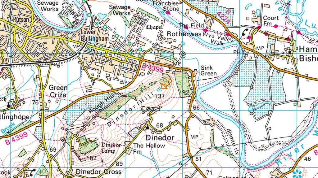 Dinedor Hill Trig Point Location