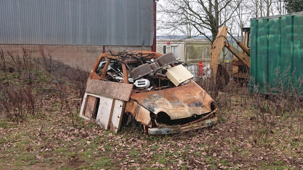 Burned out car