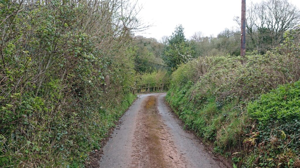 Another narrow lane at the start of the Birley Hill trig point bag