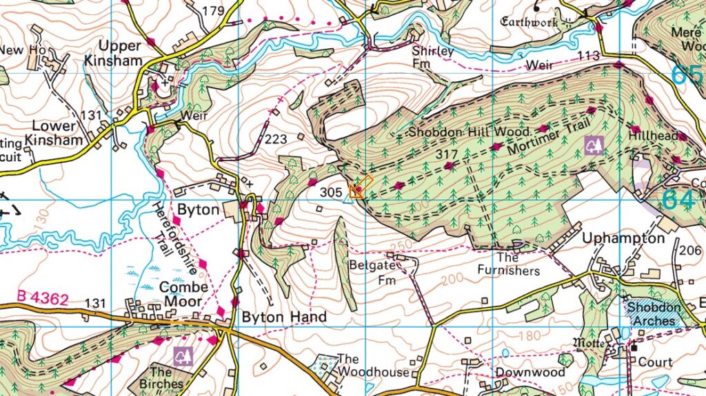 Shobdon Hill Trig Point Location